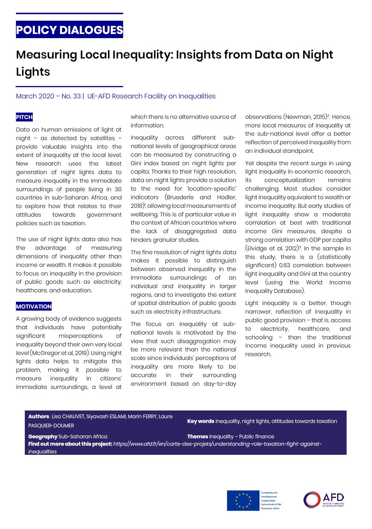 Measuring Local Inequality Insights from Data on Night Lights AFD